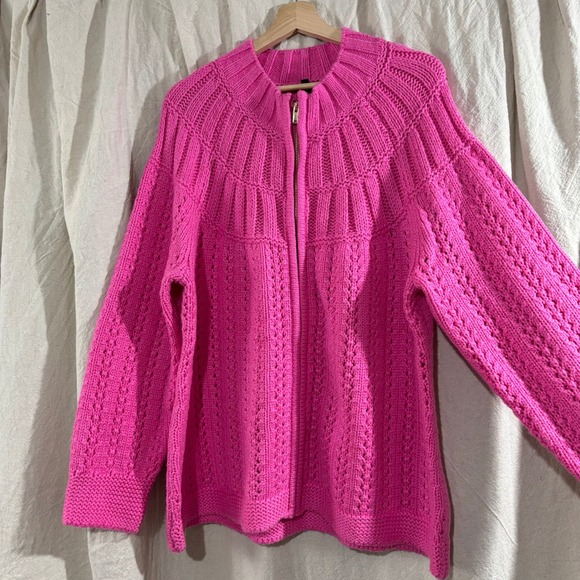 Talbots Sweaters - NEW NWT Talbots  Pink Knit Zip-Front Cardigan 2X